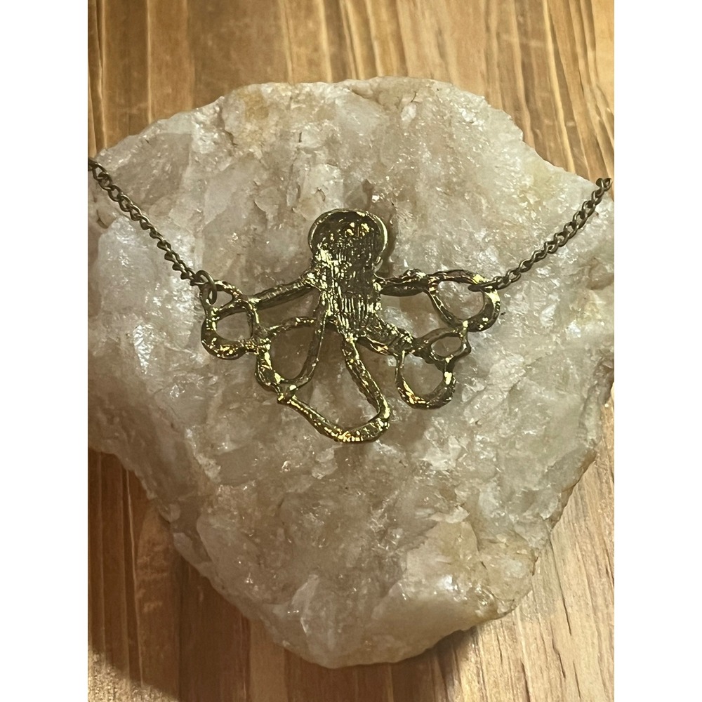 Gold Octopus Pendant Necklace - Steampunk, Sea Creature, Nautical Charm~ New